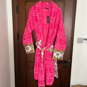 Versace Logo Barocco Print Bathrobe